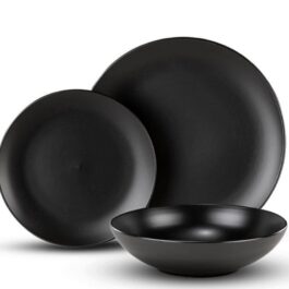 סט צלחות שחורות מקרמיקה 18 חלקים מבית foodappeal